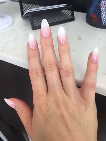 ombré French tip almond nails