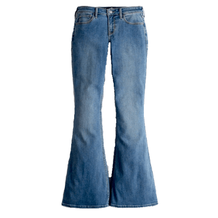 low-rise medium wash flare jeans