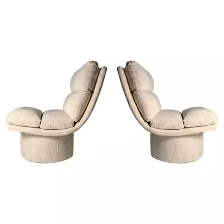 Vintage Post Modern Swivel Lounge Scoop Chairs by Classic Gallery For Sale at 1stDibs