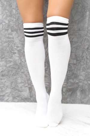 Knee high triple stripe socks