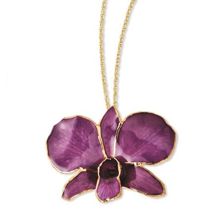 Lacquer Dipped 14k Gold Purple Dendrobium Orchid Necklace – Sparkle & Jade