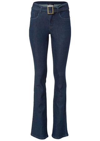 Indigo Blue BELTED BOOTCUT JEANS from VENUS
