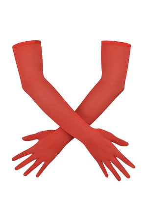 Accessories : 'Esther' Scarlet Mesh Opera-length Gloves
