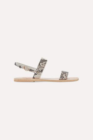 Clio Snake-effect Leather Sandals - Snake print