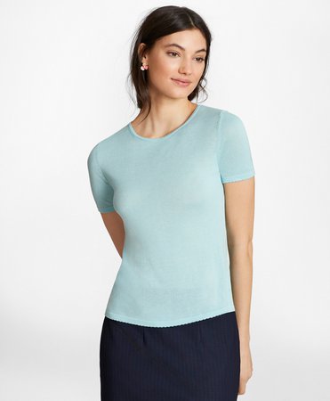 Silk-Blend Short-Sleeve Sweater - Brooks Brothers