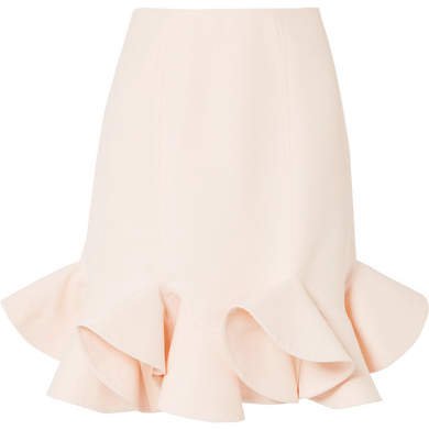Ruffled Wool And Silk-blend Skirt - Ivory