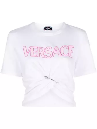Versace safety-pin logo-print T-Shirt - Farfetch