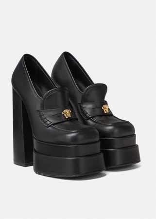 versace black platform boots