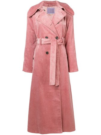 Alexa Chung Double Breasted Corduroy Coat 1802CO02CO234 Pink | Farfetch