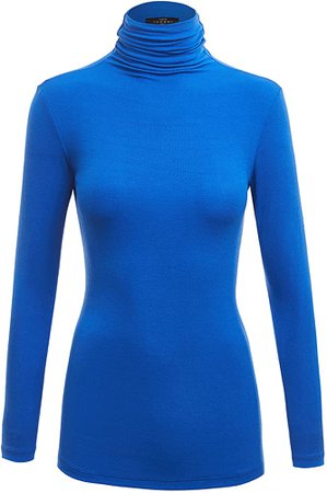 WSK1030 Womens Long Sleeve Ribbed Turtleneck Pullover Sweater S Royal_Brite at Amazon Women’s Clothing store