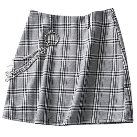 VINTAGE PLAID SKIRT WITH CHAIN KF2230 – unzzy