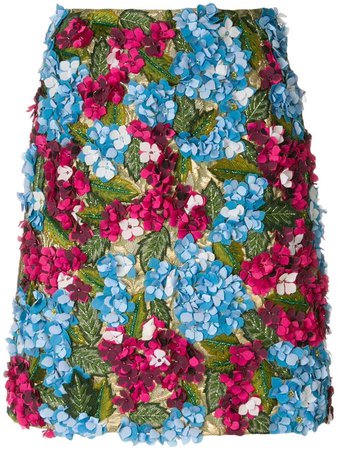 Hydrangea embroidered skirt