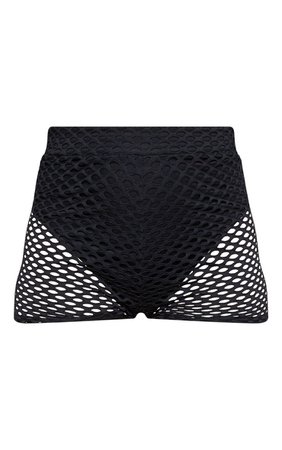 Black Fishnet Hot Pant | Shorts | PrettyLittleThing USA