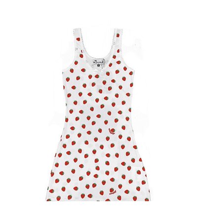O-mighty Strawberry Tank Dress In White