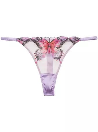 Fleur Du Mal Butterfly embroidered thong