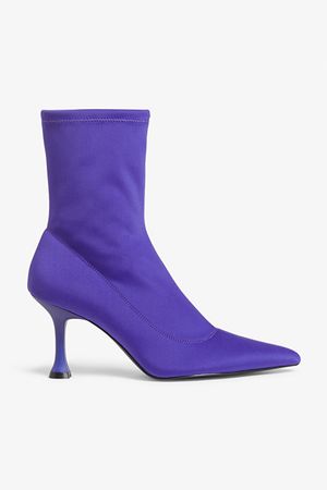Pointy heeled sock boots - Bright purple - Monki WW