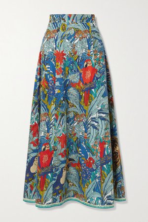 Le Sirenuse Positano - Camille Printed Cotton Maxi Skirt - Blue