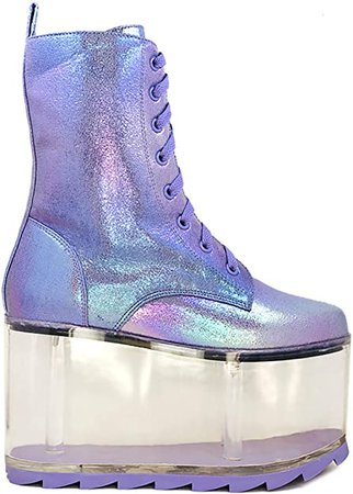 Amazon.com: YRU Qloud Ultra Platform Boots in Metallic Lavender - Lavender - Rave, Goth, EDM, Festival (Numeric_6): Shoes