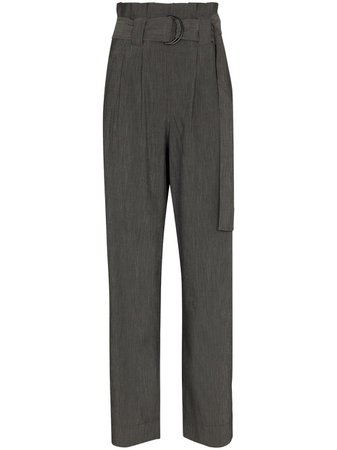 Shop GANNI belted straight-leg trousers with Express Delivery - Farfetch