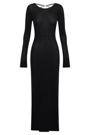 Talia Maxi Open Back Knit Dress - Black - MESHKI