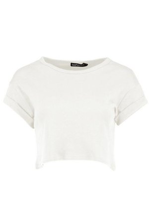 Basic Roll Sleeve Crop Cotton T-Shirt | Boohoo