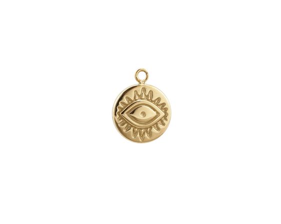 Gold (plated) Stainless Steel Evil Eye Coin Charm 10x12mm - Lima Beads