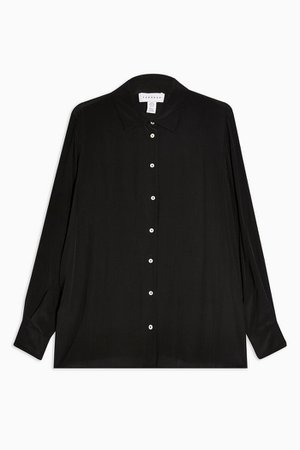 Black Oversized Silk Shirt | Topshop