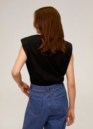 Shoulder pad cotton t-shirt - Women | Mango USA