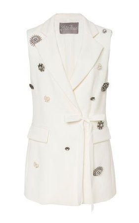 White Vest Dress Jacket with buttons/brooches