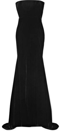 Alex Perry - Sutton Strapless Velvet Gown - Black