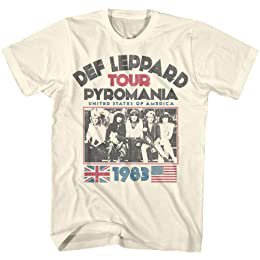 Amazon.com: Def Leppard 1977 English Rock Band 1983 USA Pyromania Tour Natural JRS T-Shirt : Clothing, Shoes & Jewelry