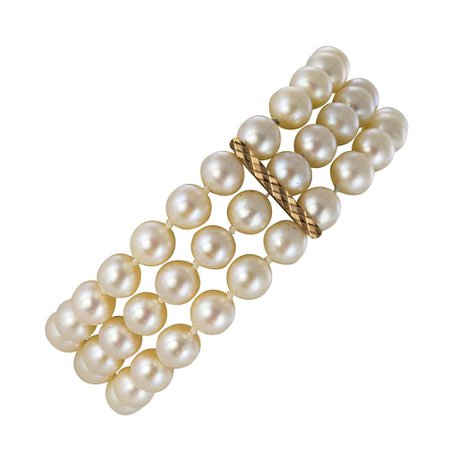 1960s 3 Rows Japanese Cultured Pearl Bracelet For Sale at 1stDibs