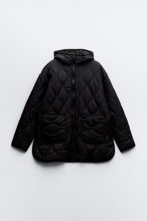 HOODED QUILTED JACKET - Black | ZARA United States