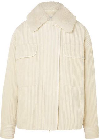 Victoria, Shearling-trimmed Cotton-corduroy Jacket - Ivory