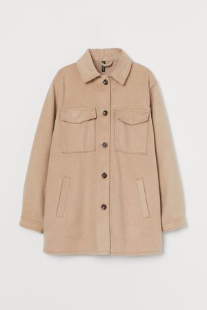 Oversized shirt jacket - Beige - Ladies | H&M GB