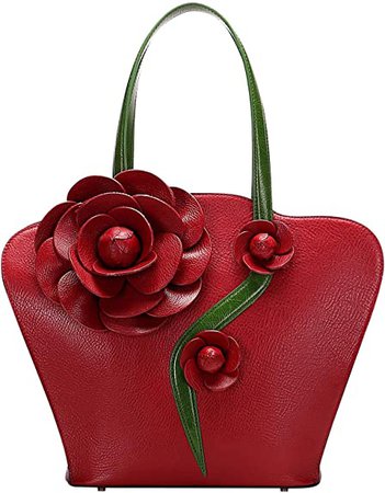 Amazon.com: PIJUSHI Designer Floral Purses and Handbags for Women Top Handle Satchel Bag Ladies Shoulder Bag（20105 Red）: Shoes