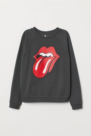 Printed sweatshirt - Dark grey/Rolling Stones - Ladies | H&M GB
