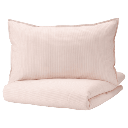 IKEA BERGPALM Duvet cover and pillowcase(s), light pink/stripe, Full/Queen (Double/Queen)