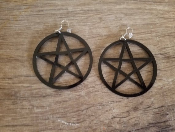 Pentagram Drop Earrings laser cut acrylic | Etsy