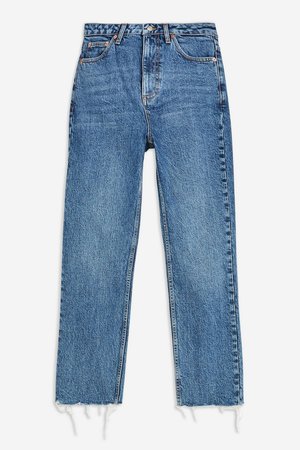 Mid Stone Raw Hem Straight Jeans - Jeans - Clothing - Topshop
