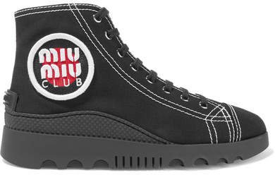 Logo-appliquéd Canvas High-top Sneakers - Black