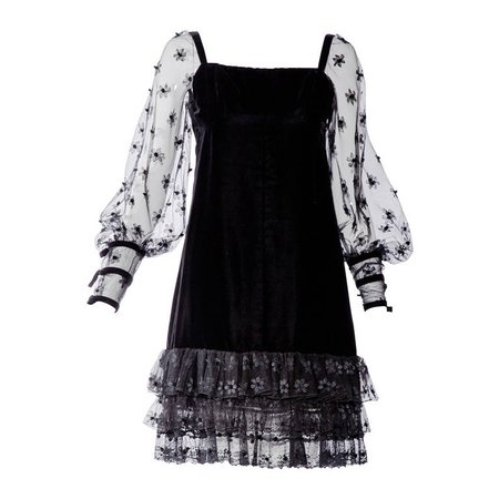 Haute Couture Christian Dior Vintage Black Velvet Lace 1970s dress For Sale at 1stdibs