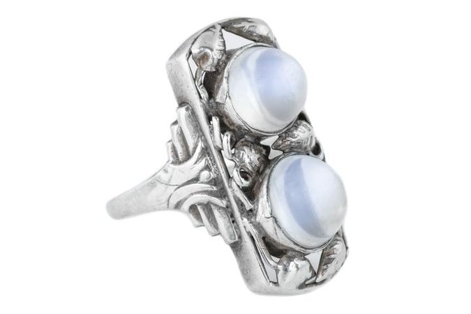 Arts and Crafts Silver Moonstone Ring - Antique Moonstone Ring – Lillicoco