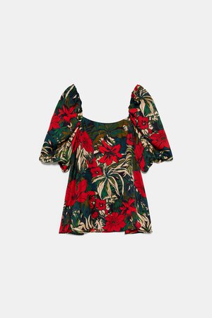 FLORAL PRINTED BALLOON SLEEVE TOP - View All-SHIRTS | BLOUSES-WOMAN | ZARA United States