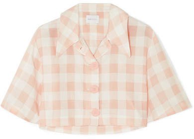 Pink Moon Cropped Gingham Cotton-blend Shirt