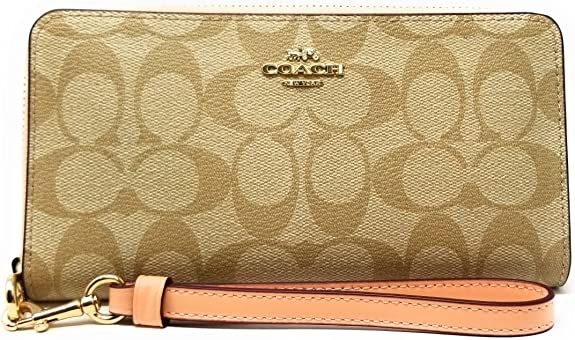 Amazon.com: Coach Women's Long Zip Around Wallet In Signature Canvas (Light Khaki - Faded Blush) : Clothing, Shoes & Jewelry