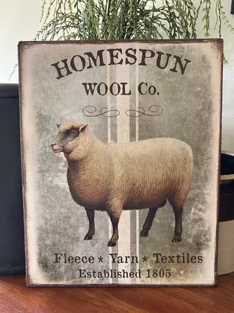 Handmade Sheep Homespun Wool Farmhouse Sign Primitive Folk Art Sheep Print on Canvas Board 5x7 or 8x10 - Etsy