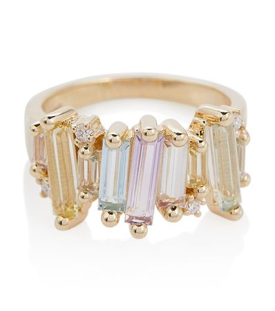 Suzanne Kalan - Pastel Rainbow 14kt gold ring with diamonds | Mytheresa