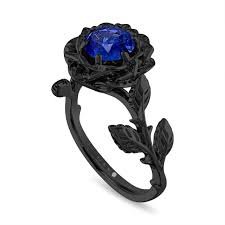 black and blue flower ring
