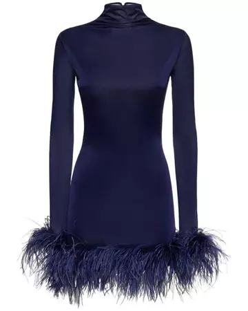 16Arlington Luna Jersey Mini Dress W/feathers in Blue | Lyst